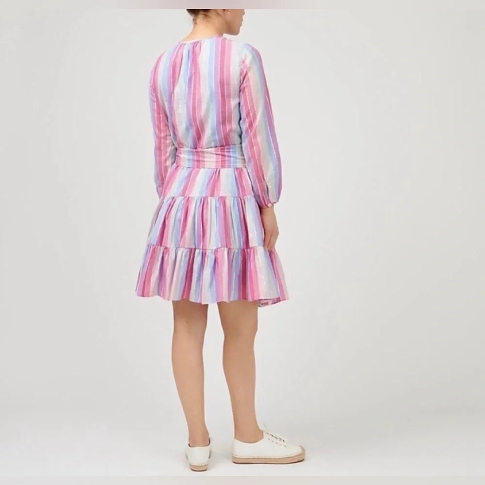 J.CREW | NWT PASTEL STRIPED VEDA BELTED DRESS LARGE BLOGGER INFLUENCER FAVORITE